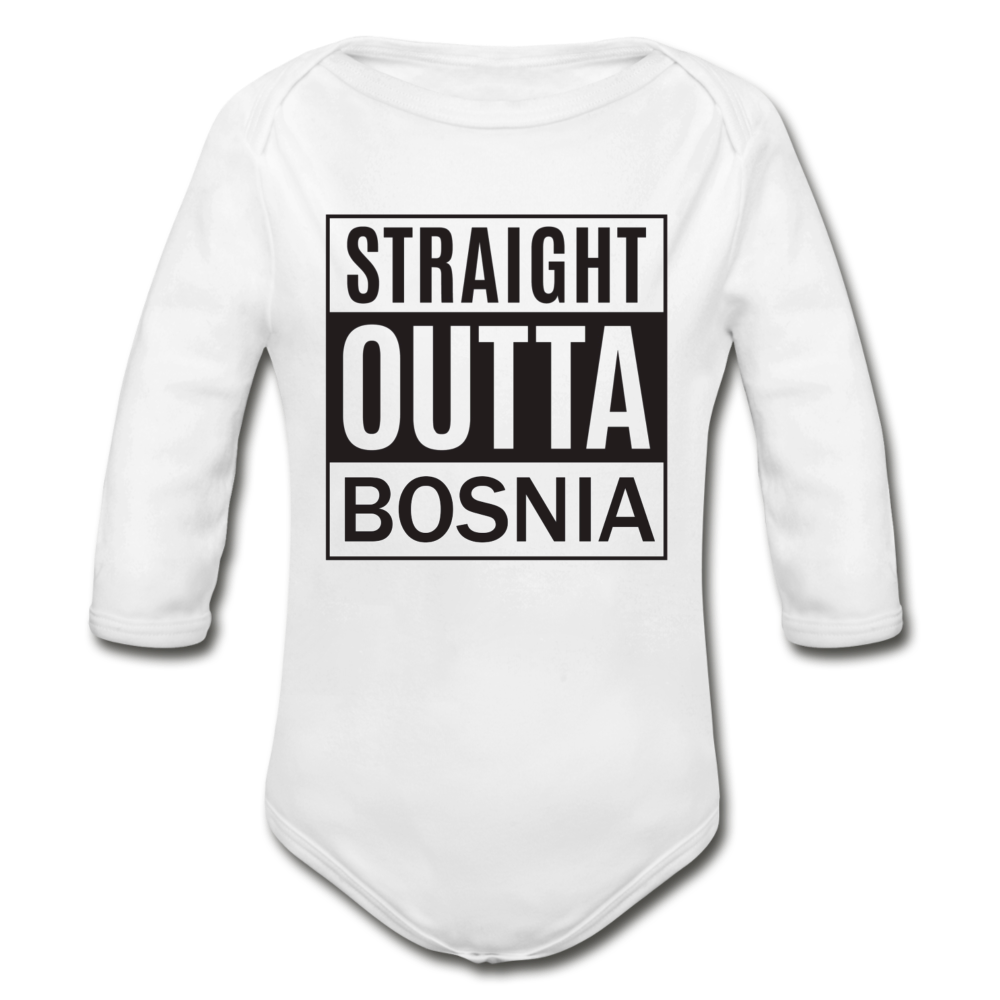 Straight outta Bosnia | Bodi dugi rukav - white